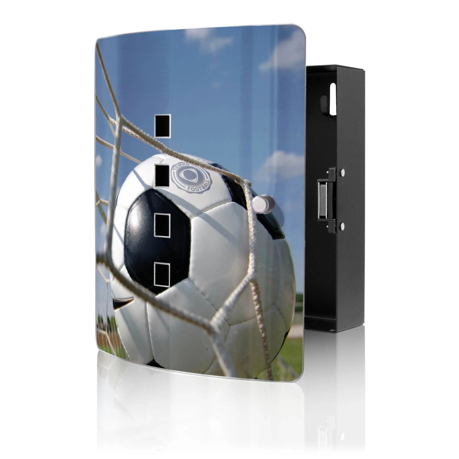 Banjado Design Schlüsselkasten Aus Edelstahl Für 10 Schlüssel 24x21,5x7cm Mit Magnetverschluss Motiv Fußball