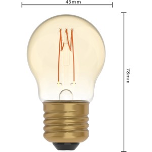 Dimmbares E27 LED-Leuchtmittel Filament Globe G45, 2,5W, warmweiß, Ø 4,5 cm.