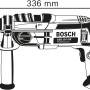 Skizze der Bosch Professional GSB 19-2 RE Schlagbohrmaschine mit Maßangaben.