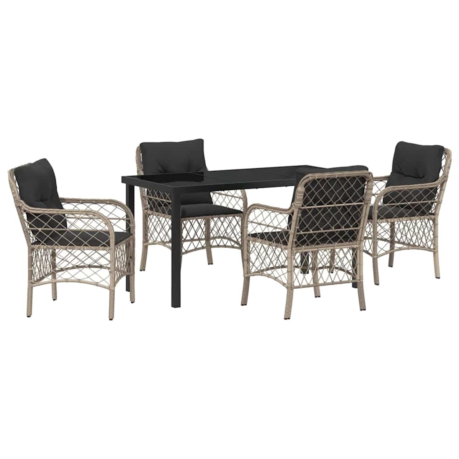 vidaXL Garten Essgruppe mit Kissen 5-Tlg Hellgrau Poly Rattan 3380241 günstig online kaufen