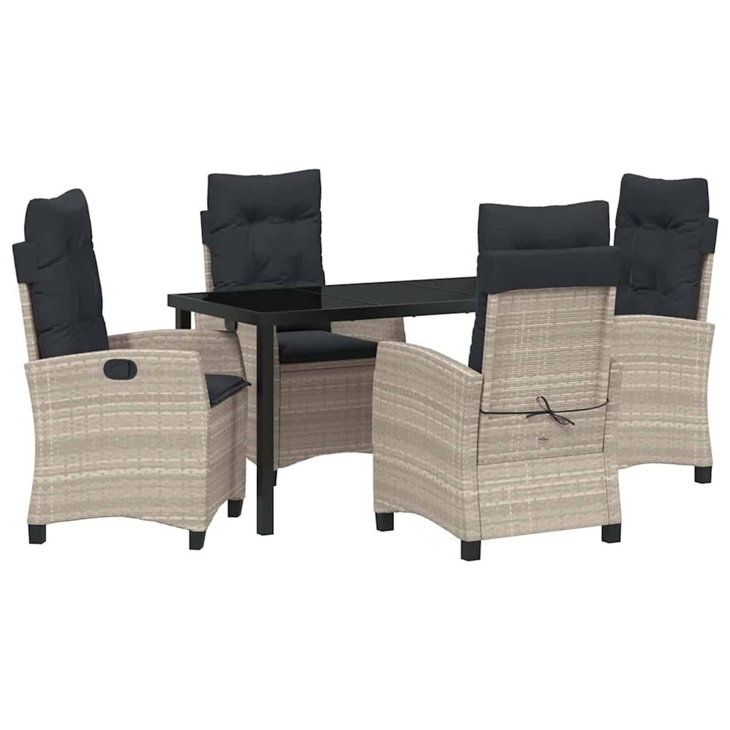 vidaXL 5-Teiliges Gartentischset mit Kissen in Hellgrau aus Poly Rattan 338 günstig online kaufen