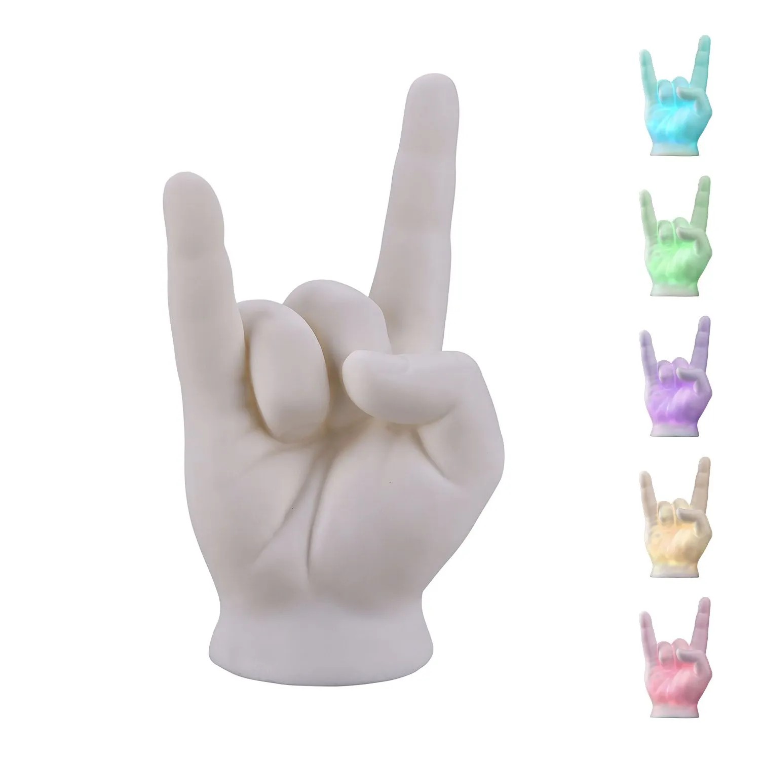 VERDOBA Deko LED Rockfaust Akku Lampe Metal Hand Zimmer Dekoration mit 5 Wechselnden RGB Farben Ca. 10 x 17 x 7 cm