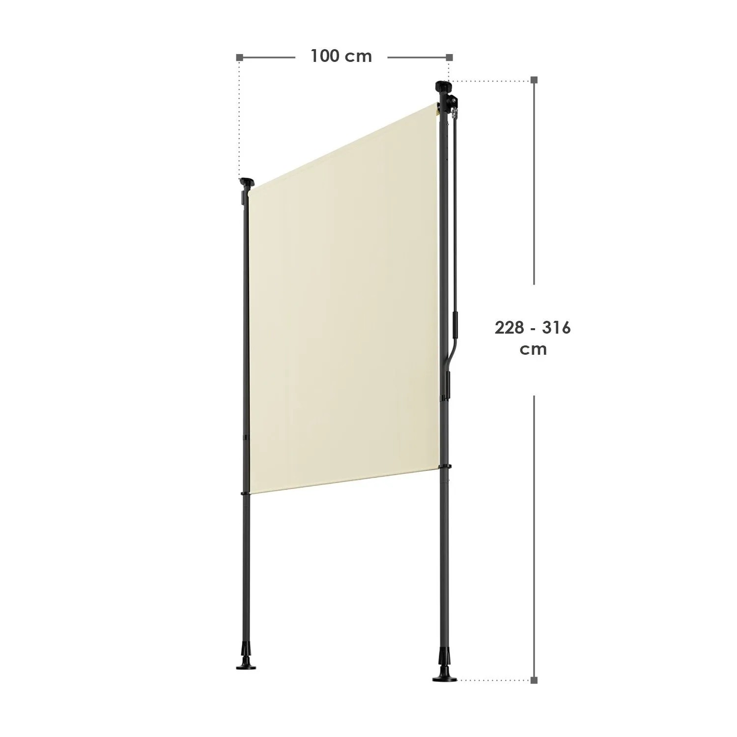 Beige Juskys Senkrechtmarkise Barbados, 100x310 cm, als Sonnen- und Sichtschutz für Balkon und Terrasse.