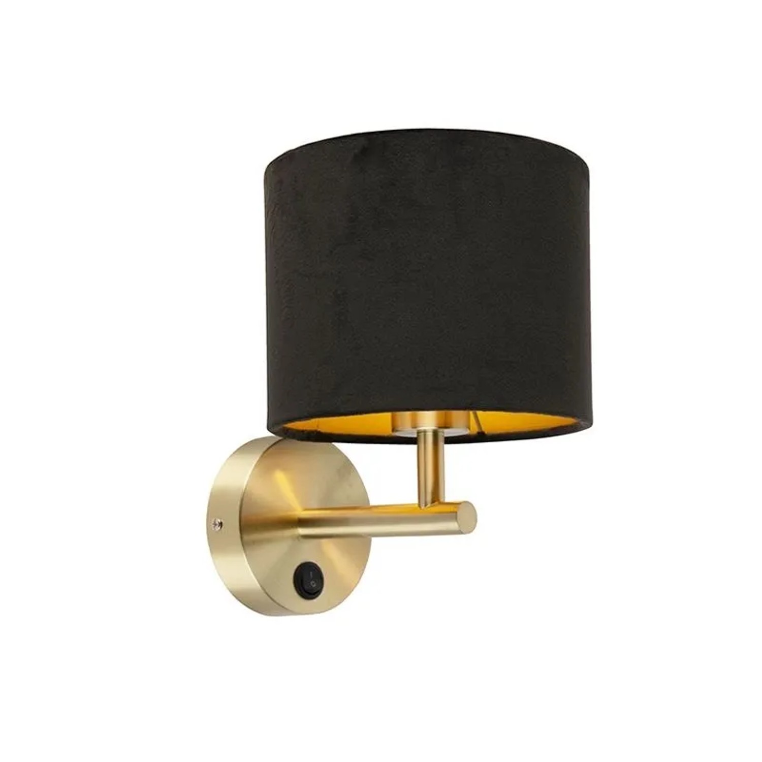 QAZQA Klassische Wandleuchte Gold mit Schwarzem Veloursschirm Combi