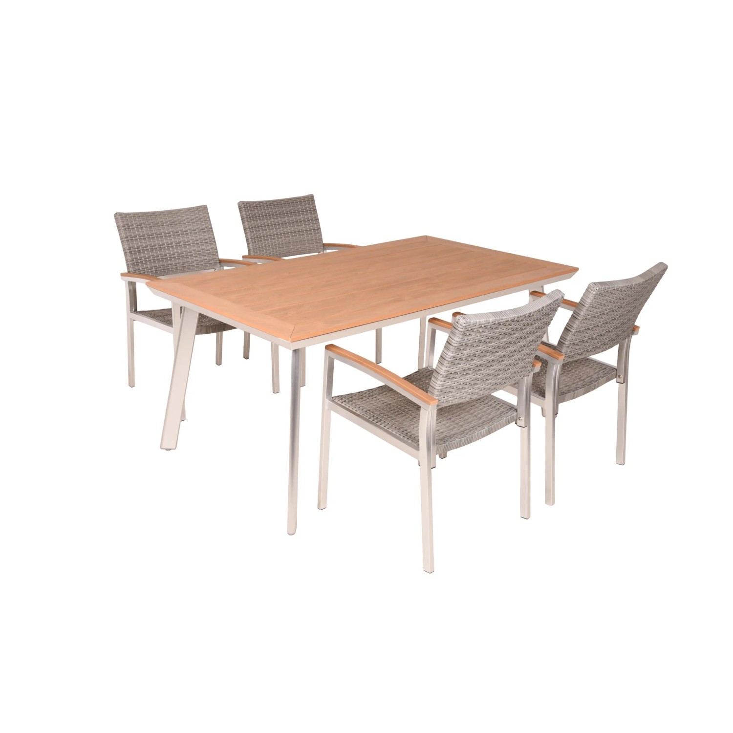 DELUKE Garten-Sitzgruppe NAMES 5-tlg. Kunststoff Braun Gartenmöbel-Set Gartengarnitur Garten-Essgruppe Stühle Esstisch