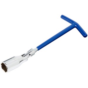 LUX Zündkerzenschlüssel 21 mm Classic mit blauem T-Griff und Kardangelenk.