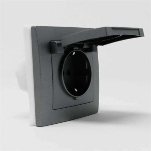 McPower FLAIR Steckdose IP44 anthraz250V16AUP m Rahme