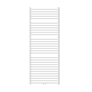 Weißer, gebogener LuxeBath Badheizkörper 750x1800 mm mit Mittelanschluss.