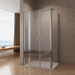 Aquabatos Eckdusche 115x80cm mit Klarglas Pendeltür, Chromprofilen und Duschablage. Moderner Eckeinstieg für Ihr Bad.