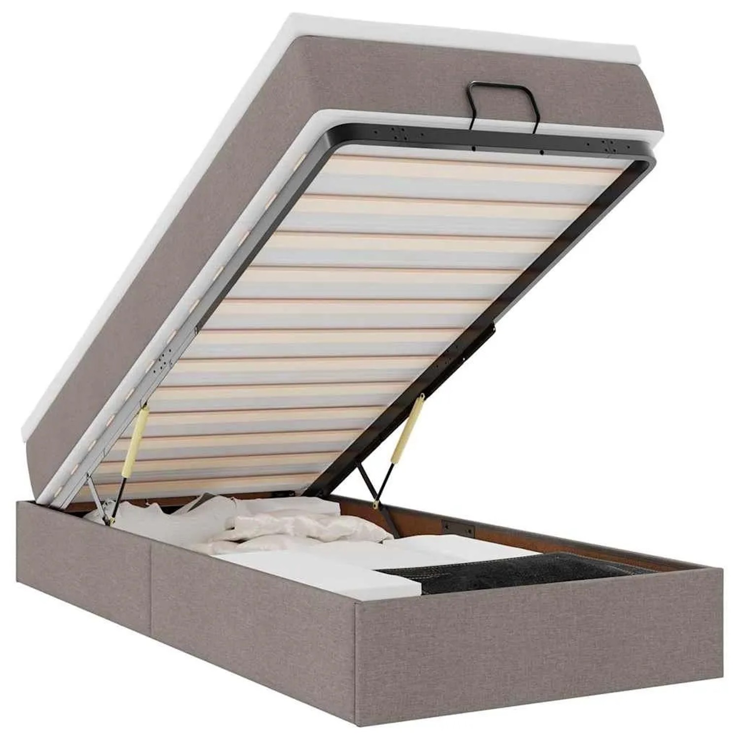 vidaXL Ottoman-Bett mit Matratze Taupe 100x200 cm Stoff 3311089