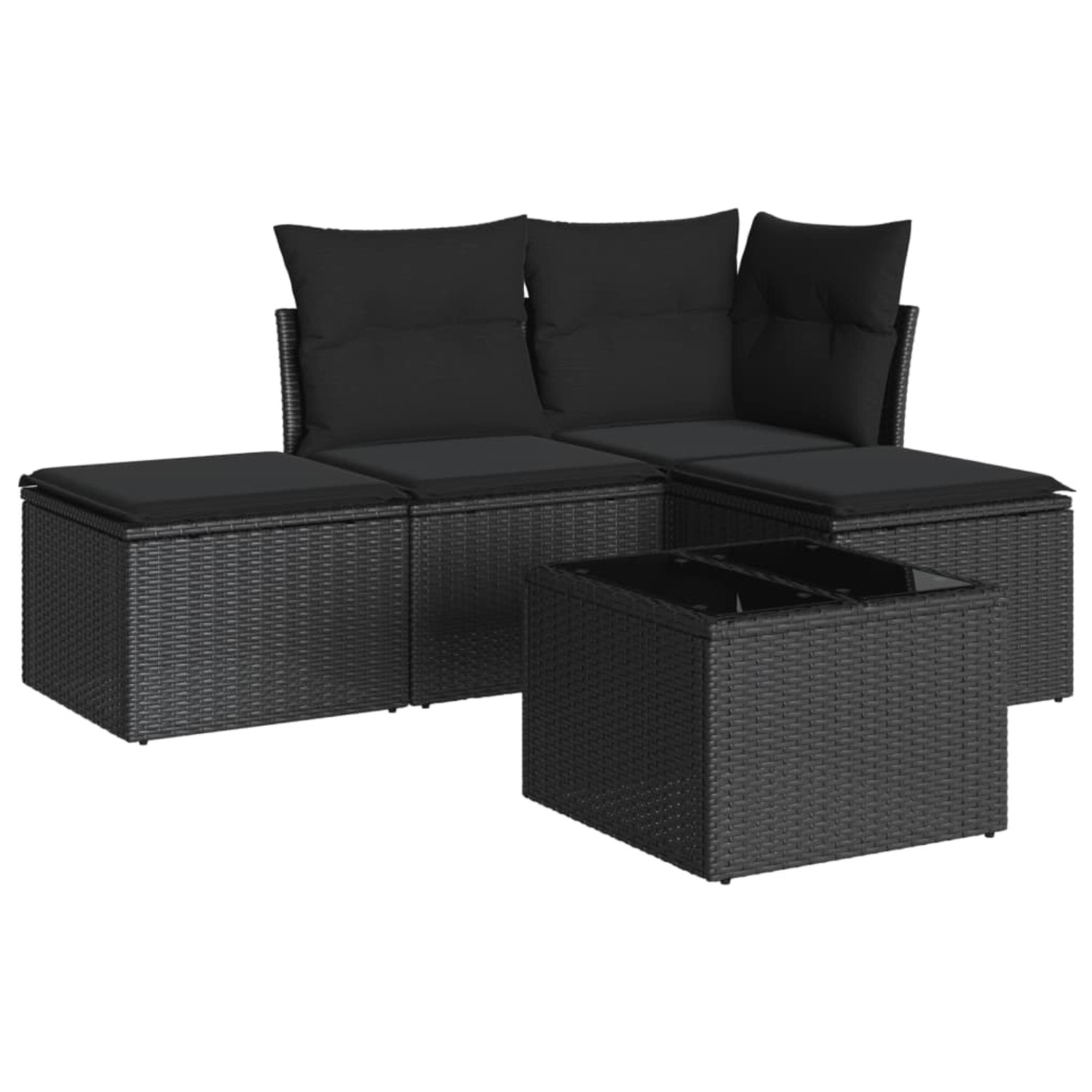 vidaXL 5-tlg Garten-Sofagarnitur mit Kissen Schwarz Poly Rattan Modell 53 günstig online kaufen