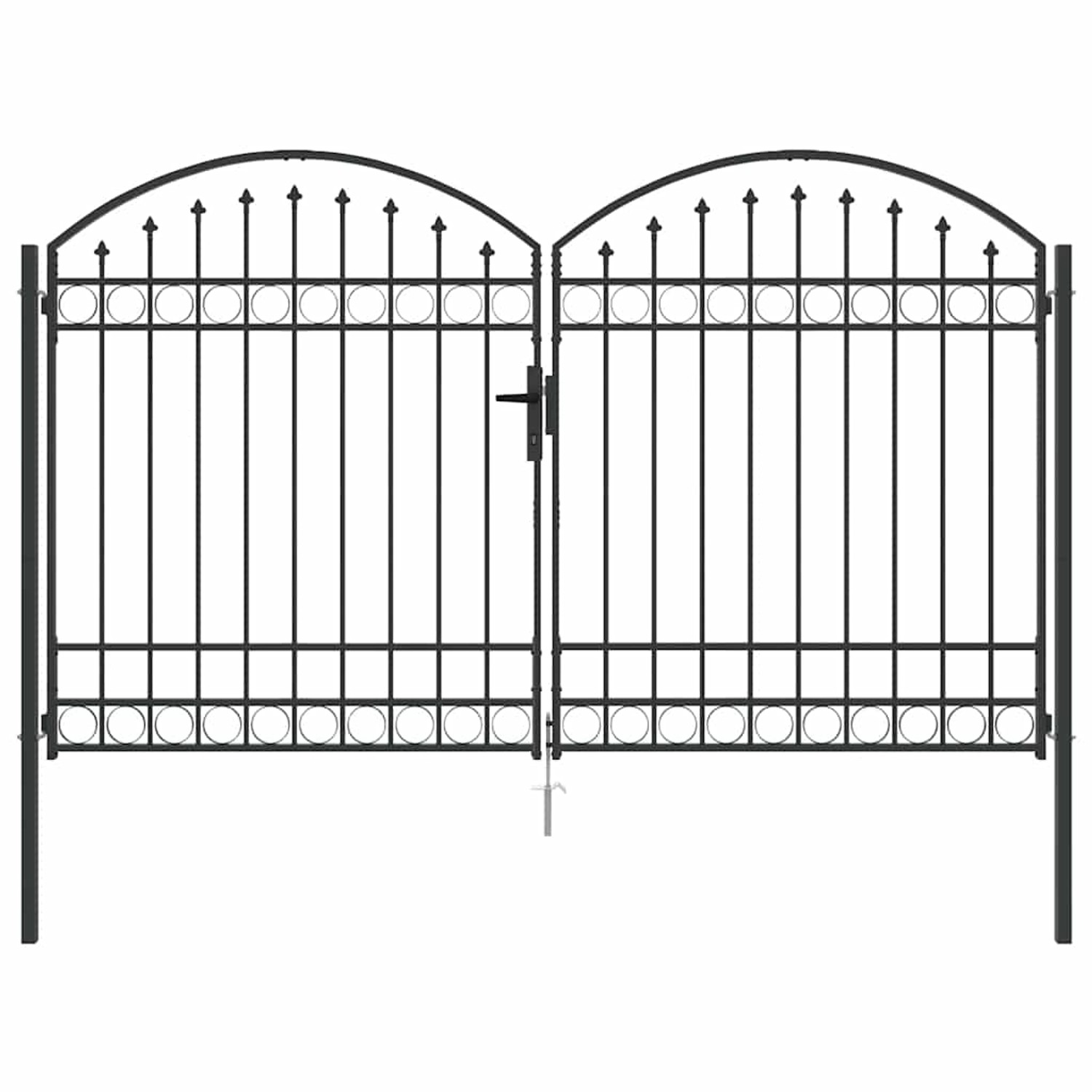 vidaXL Zauntor mit Schloss Grau 301 x 224,5 cm Stahl 42008936 günstig online kaufen