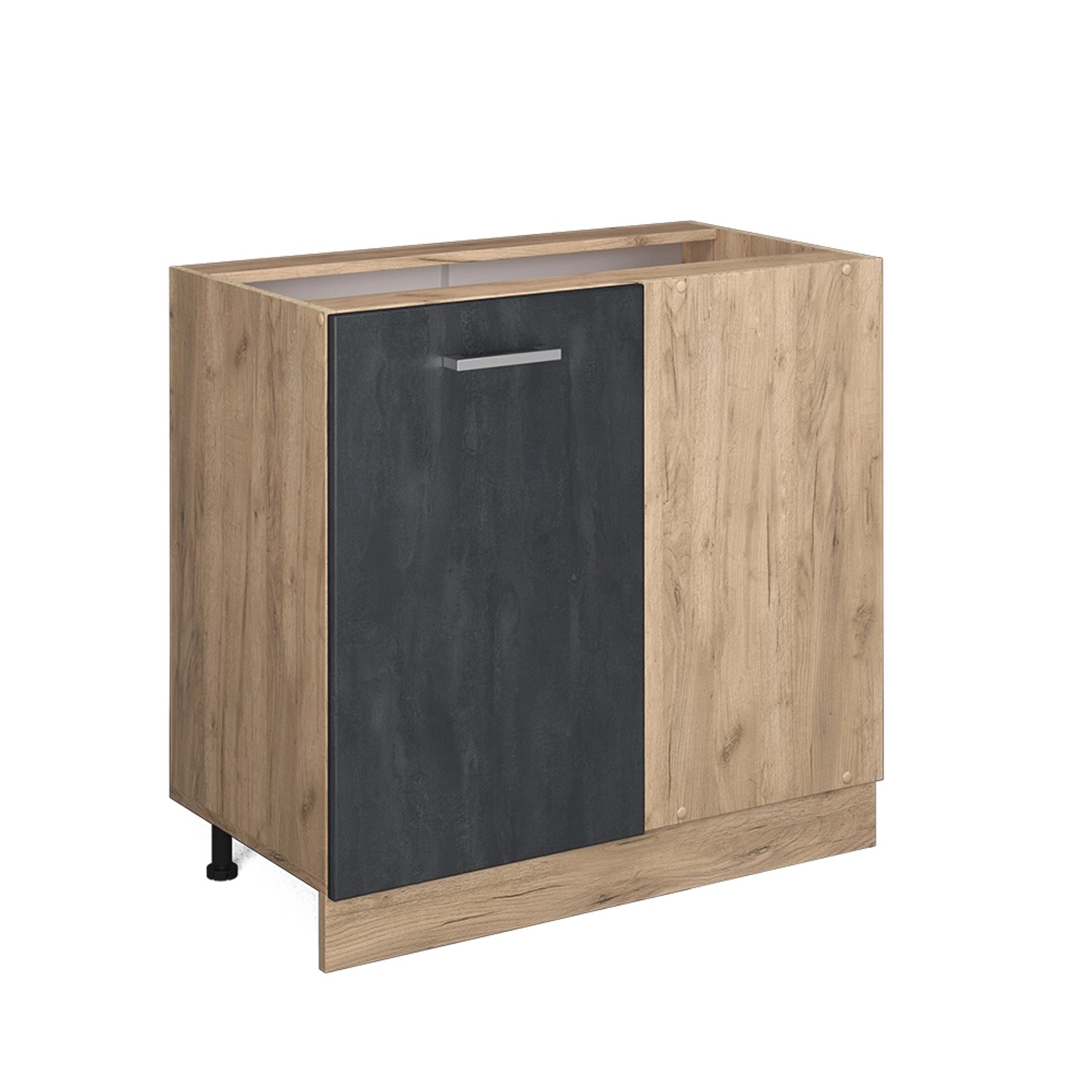 Vicco Eckunterschrank R-Line Schwarz Beton/Goldkraft Eiche 86 cm ohne Arbeitsplatte