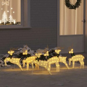 vidaXL LED Rentiere 6 Stk Gold Stoff 3385896