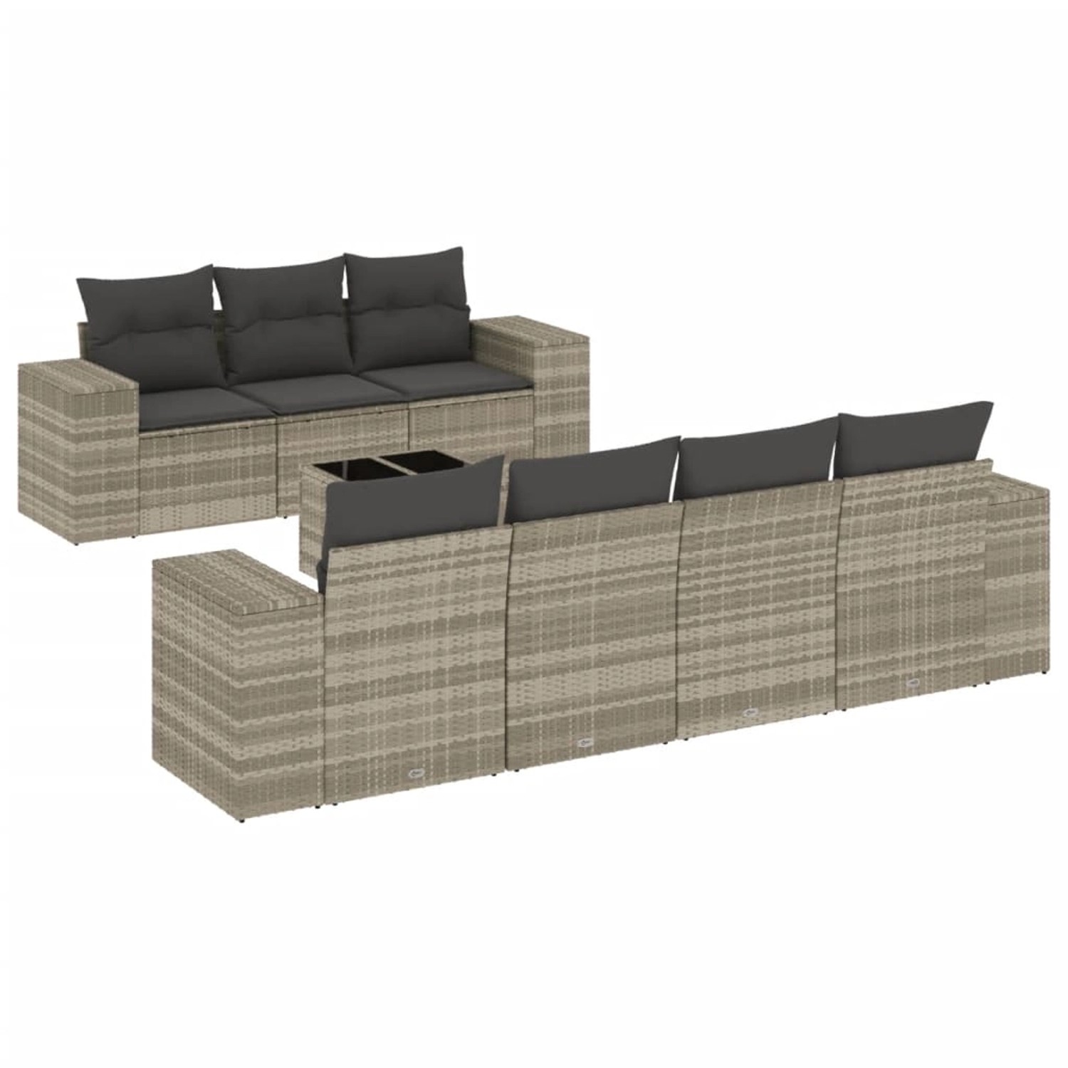 vidaXL 8-Tlg Garten-Sofagarnitur mit Kissen Hellgrau Poly Rattan 3254669 günstig online kaufen