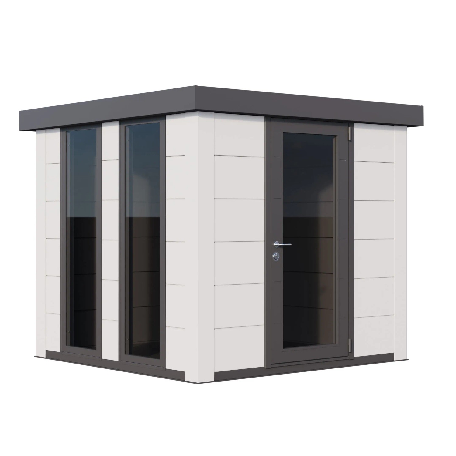 Gerätehaus Luminato 2424 mit Weiße Ecken 238 cm x 238 cm Weiß