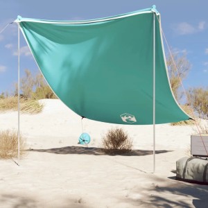 vidaXL Strand-Schattenzelt mit Sandsäcken Grün 214x236 cm 4008642