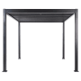 Schwarze Beliani Gartenpergola 310x310x250 mit Lamellendach für Terrasse & Garten.