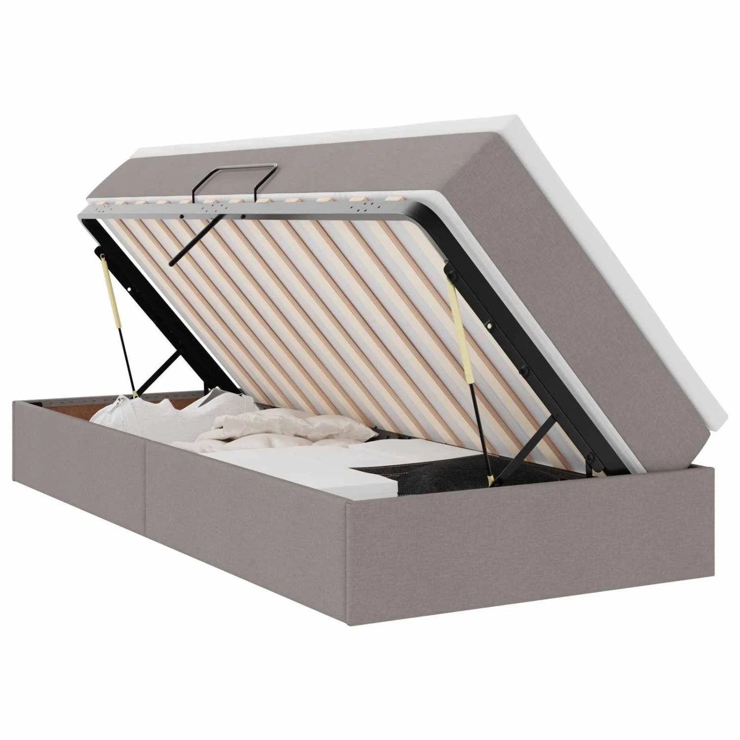 vidaXL Aufbewahrungsbett mit Matratze Taupe 100 x 200 cm Polyester 3370209