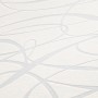 Weiße Vliestapete mit geschwungenen Linien in Silber-Optik für Wohnräume.