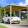 Weka Einzelcarport 606 aus Holz, 300x600 cm, mit Auto. Stabiler Unterstand für Ihr Fahrzeug.