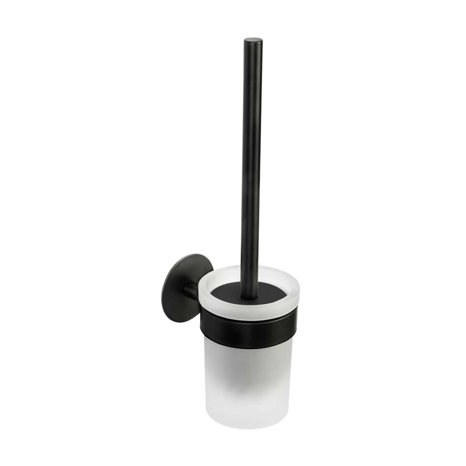 Schwarze Schöner Wohnen WC-Garnitur Meleto zur Wandmontage mit satiniertem Glas-Einsatz.