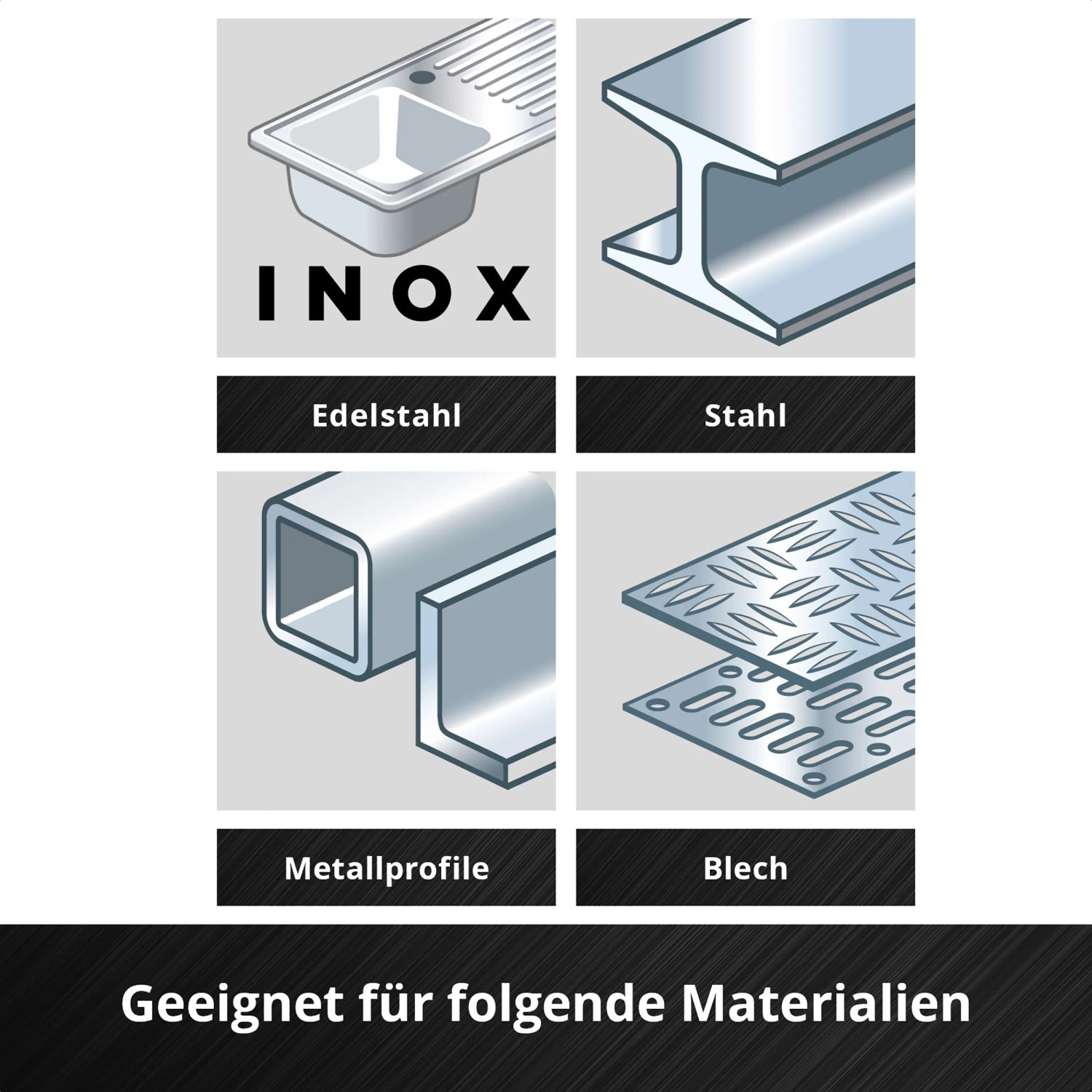Anwendungsbeispiele Einhell Dünntrennscheiben Set für Metall, Stahl, Edelstahl und Bleche.