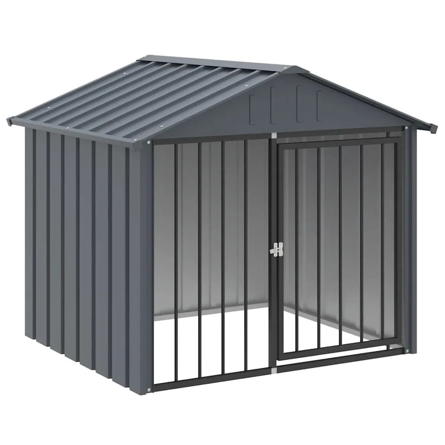 vidaXL Hundehütte mit Dach Schwarz 117x103x102 cm Verzinkter Stahl 172346