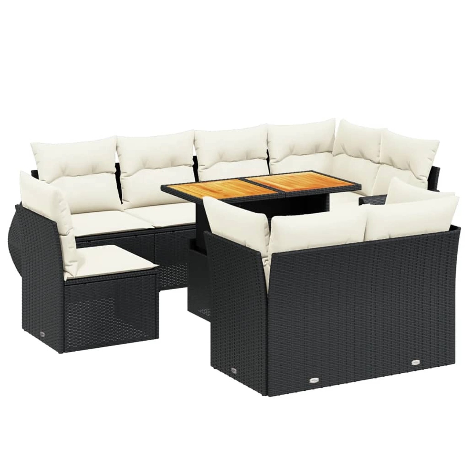 vidaXL 9-Tlg Garten-Sofagarnitur mit Kissen Schwarz Poly Rattan 3272288 günstig online kaufen