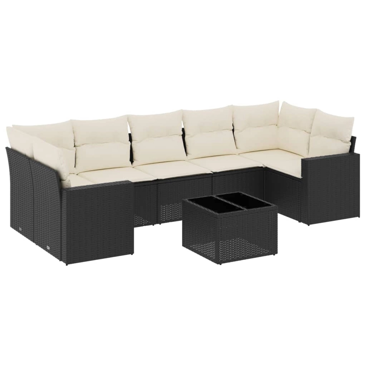 vidaXL 8-tlg Garten-Sofagarnitur mit Kissen Schwarz Poly Rattan Modell 75