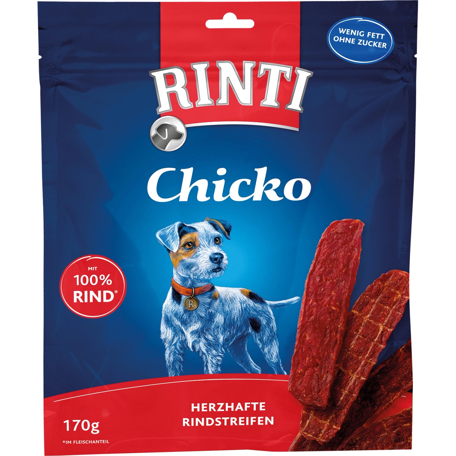 Thumbnail - Rinti Hunde-Natursnacks Chicko Rindstreifen 170 g