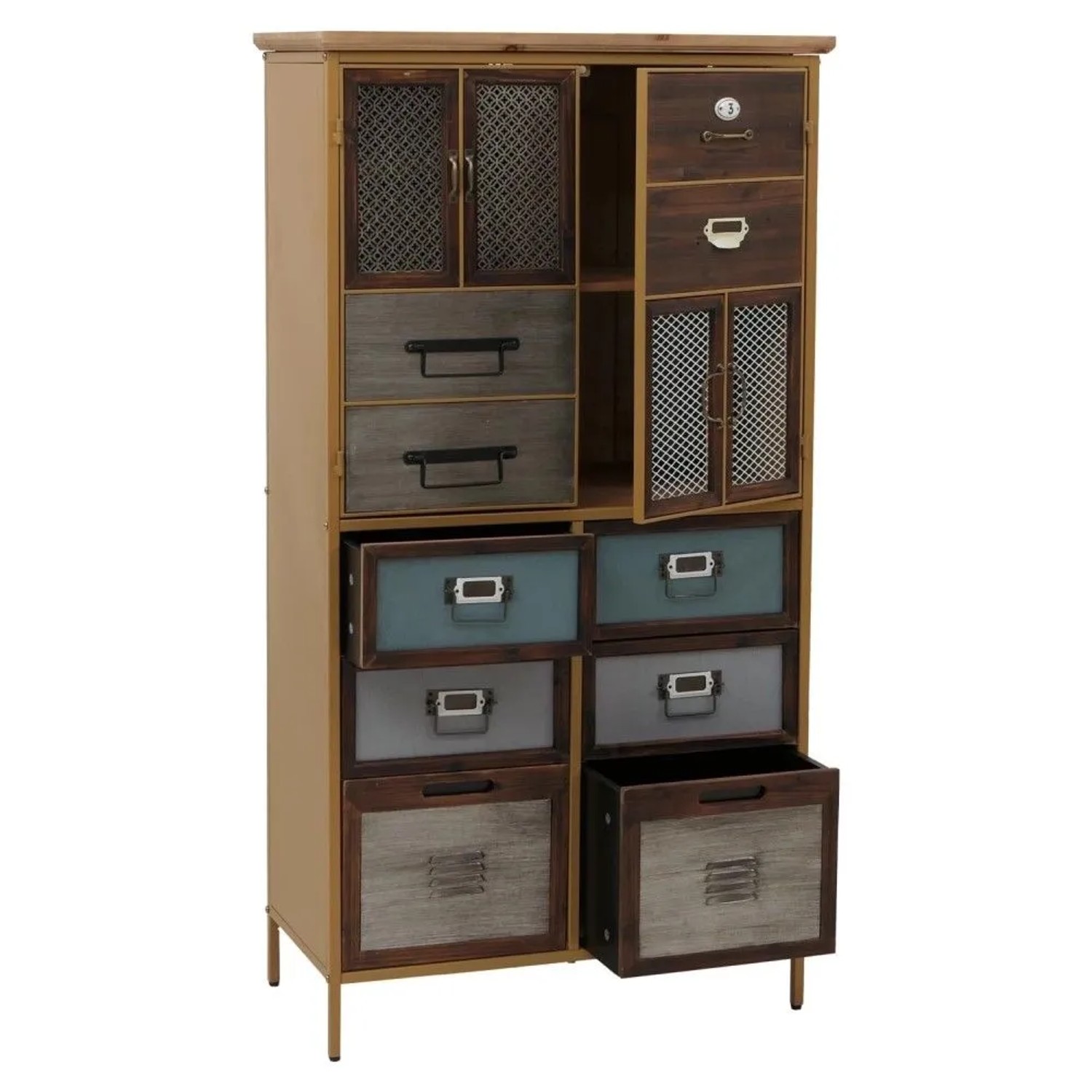 MCW Apothekerkommode O80 Blau Metalloptik