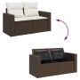 Braune 8-tlg. vidaXL Garten-Sofagarnitur aus Rattan mit Kissen und Stauraum.