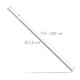 Silberne Teleskopstange aus Edelstahl, 110-200 cm verstellbar, mit rutschfesten Endkappen. Ideal als Dusch- oder Gardinenstange.