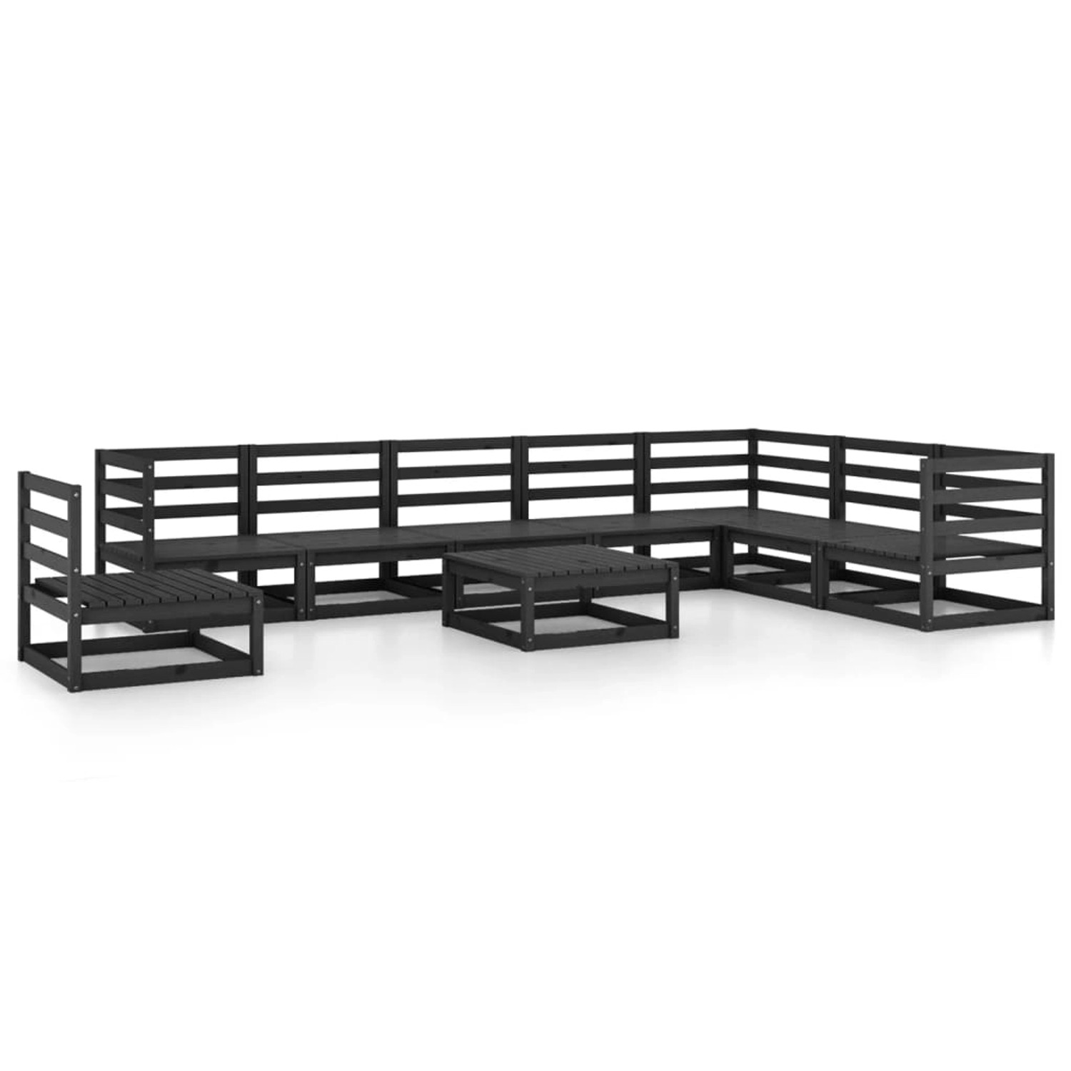 vidaXL 9-tlg Garten-Lounge-Set Schwarz Massivholz Kiefer Modell 13 günstig online kaufen