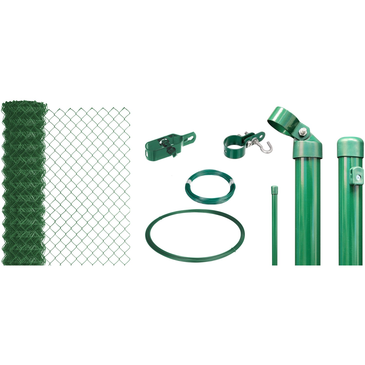 Maschendrahtzaun Set Grün zum Einbetonieren H x L 0,80 m x 25 m kaufen