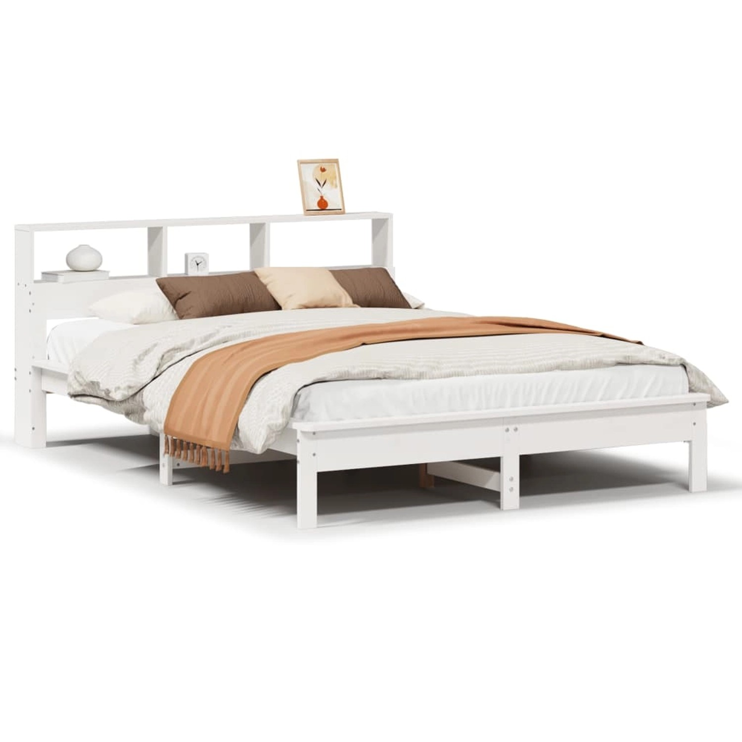 vidaXL Massivholzbett ohne Matratze Weiß 150x200 cm Kiefernholz 3309735 günstig online kaufen