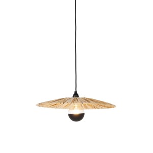QAZQA Ländliche Hängelampe Schwarz mit Seil 45 cm Leia