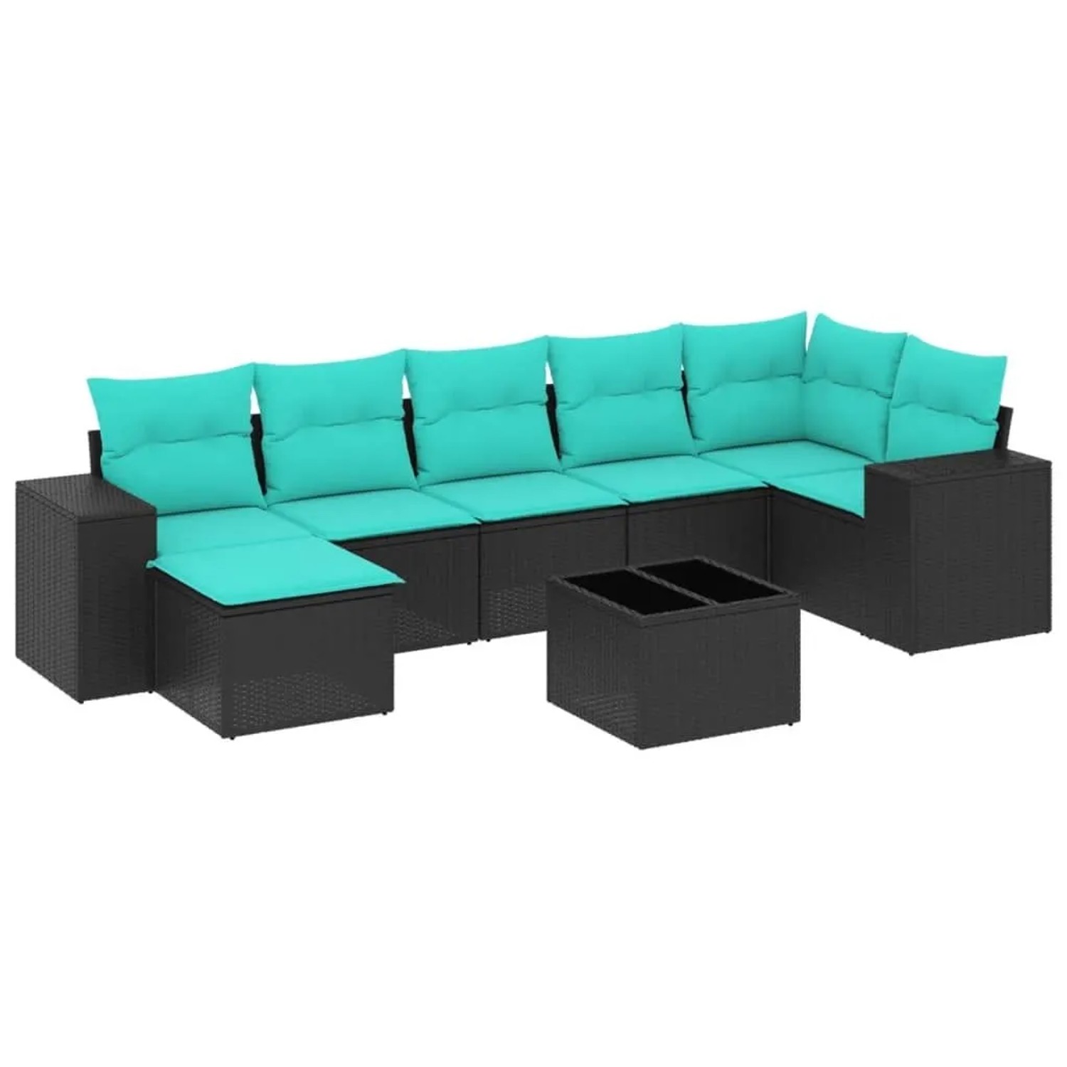 vidaXL 8-Tlg Gartensofa-Set mit Kissen Schwarz Polyrattan 3222886 günstig online kaufen