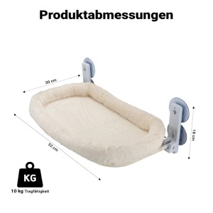 Beige Katzenhängematte für Fenster, 30x52 cm, mit Saugnäpfen. Belastbar bis 10 kg. Gemütlicher Schlafplatz.