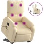 Cremefarbener Massagesessel mit Aufstehhilfe und Vibrationsmassage.