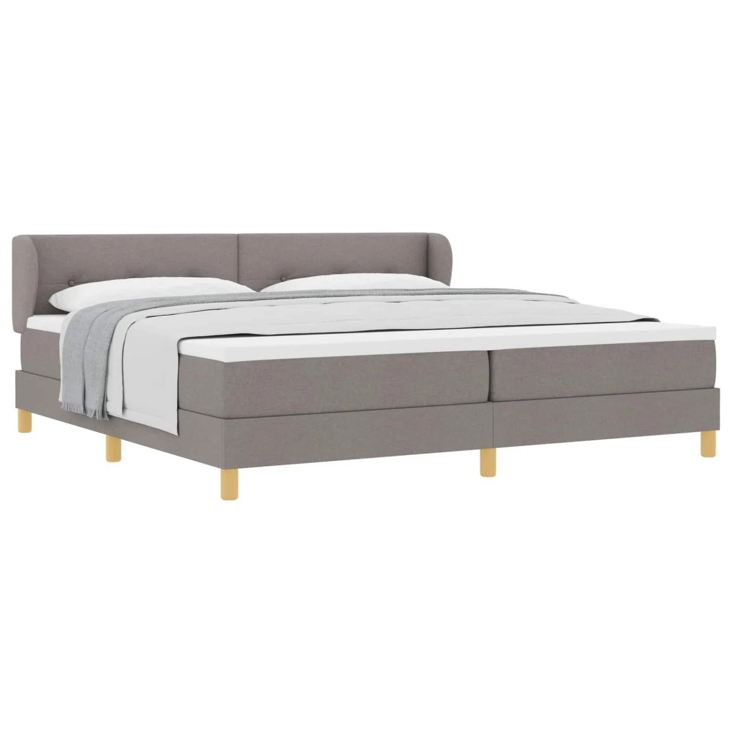 vidaXL Boxspringbett mit Matratze Taupe 200 x 200 cm Stoff 3340238
