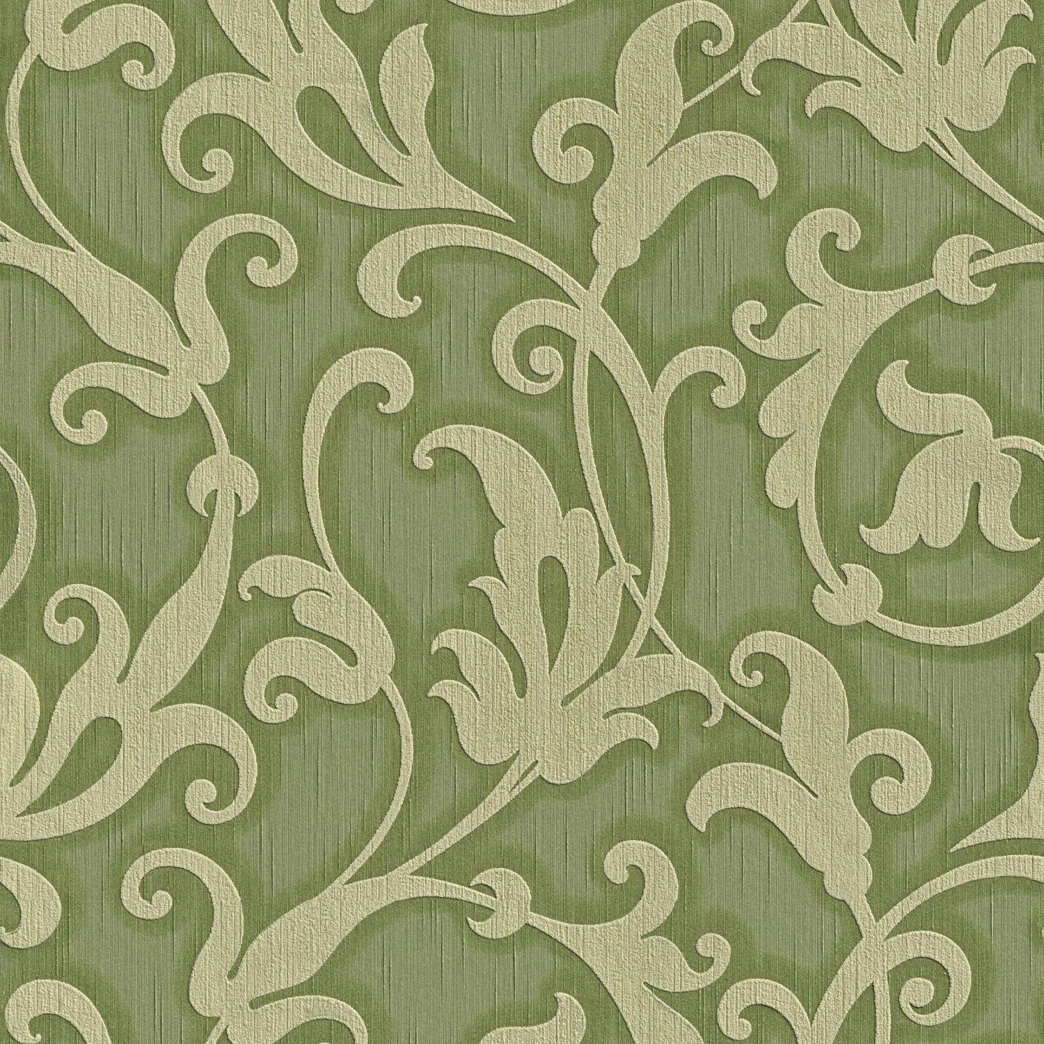 PROFHOME 954904-GU Textiloptik Tapete Barock Matt Grün Oliv-Grün Gold 0,53 günstig online kaufen