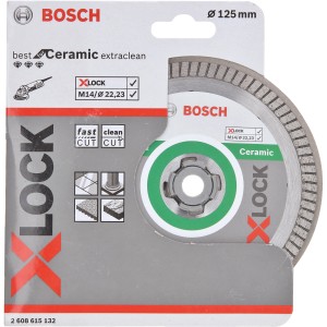Bosch X-Lock Diamanttrennscheibe Best for Ceramic, 125 mm Durchmesser, für Winkelschleifer.