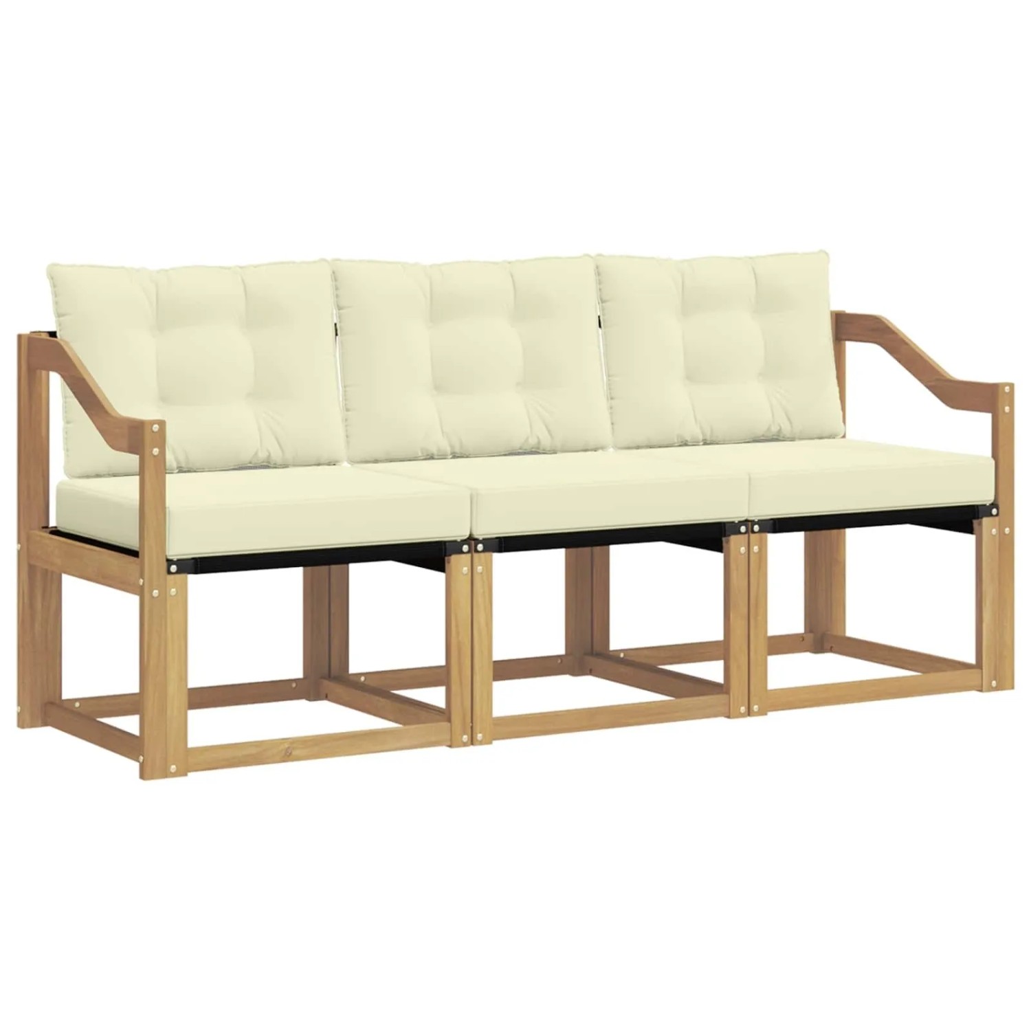 vidaXL Outdoor-Sofagarnitur mit Kissen 3-Tlg Weiß und Creme 3389172