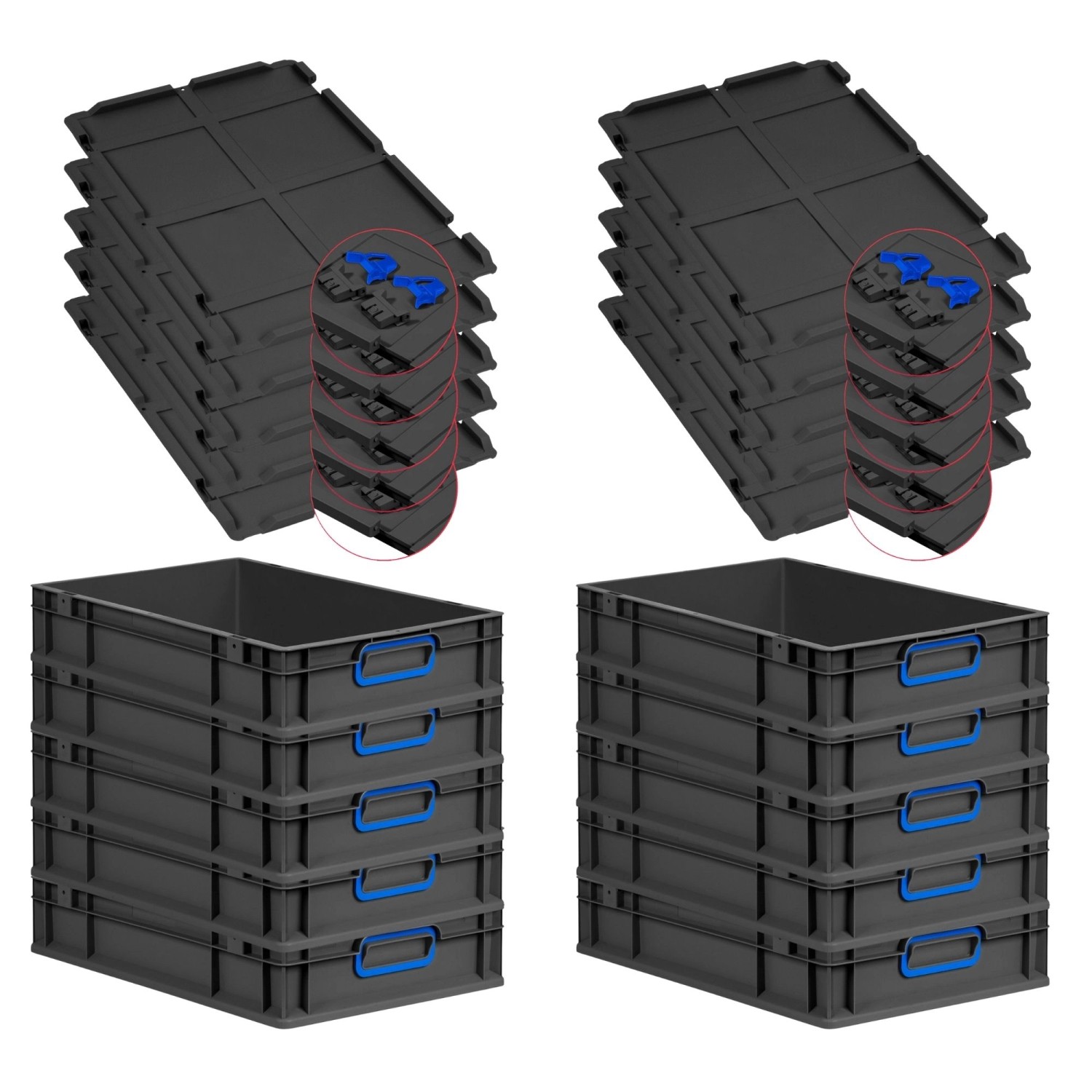 PROREGAL SuperSparSet 10x Eurobox Nextgen Color Mit Scharnierdeckel HxBxT 1 günstig online kaufen