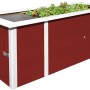 Rotes Weka Hochbeet 81x205x79 cm mit Schrank für Garten & Terrasse.