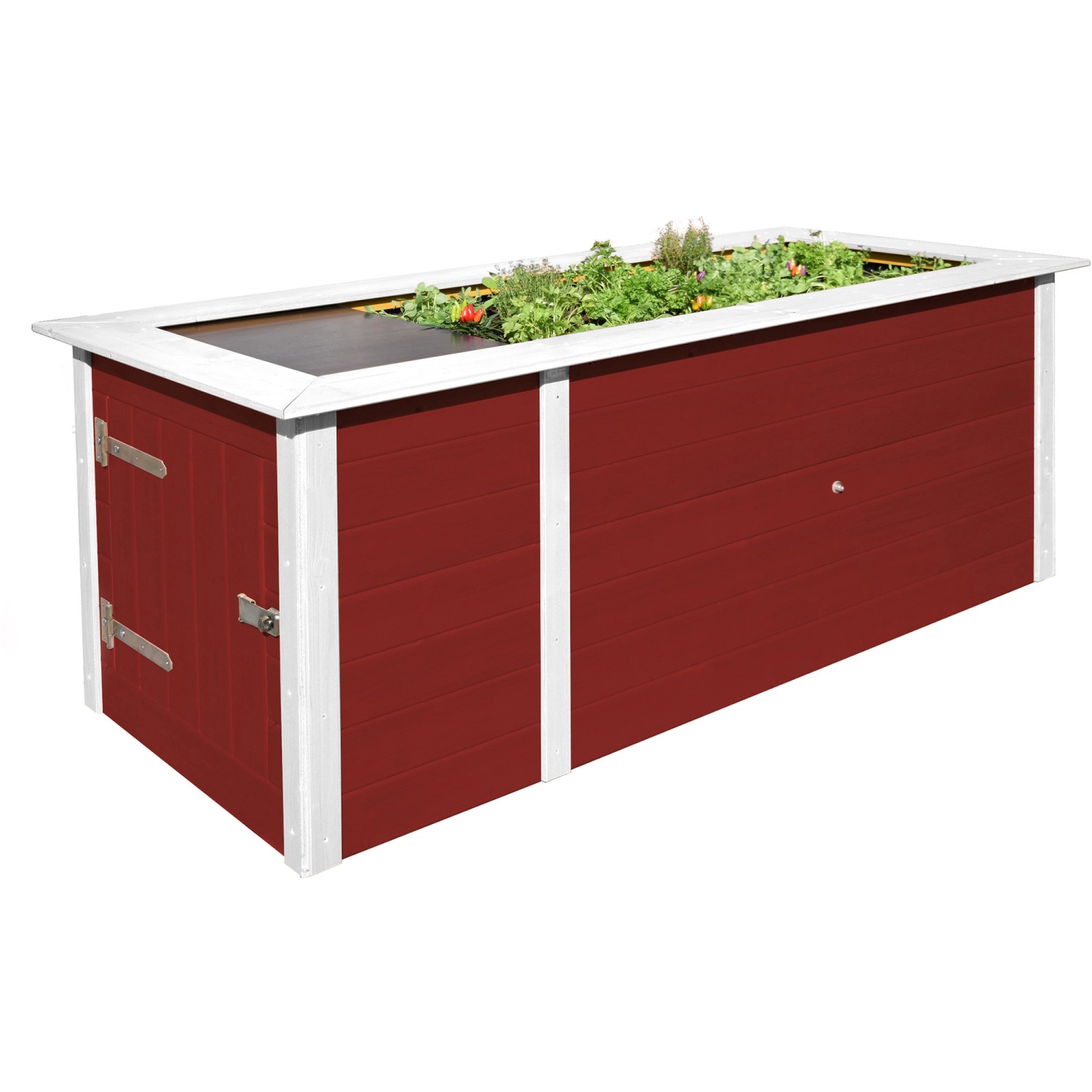 Weka Hochbeet 81 cm x 205 cm x 79 cm Rot mit Schrank günstig online kaufen