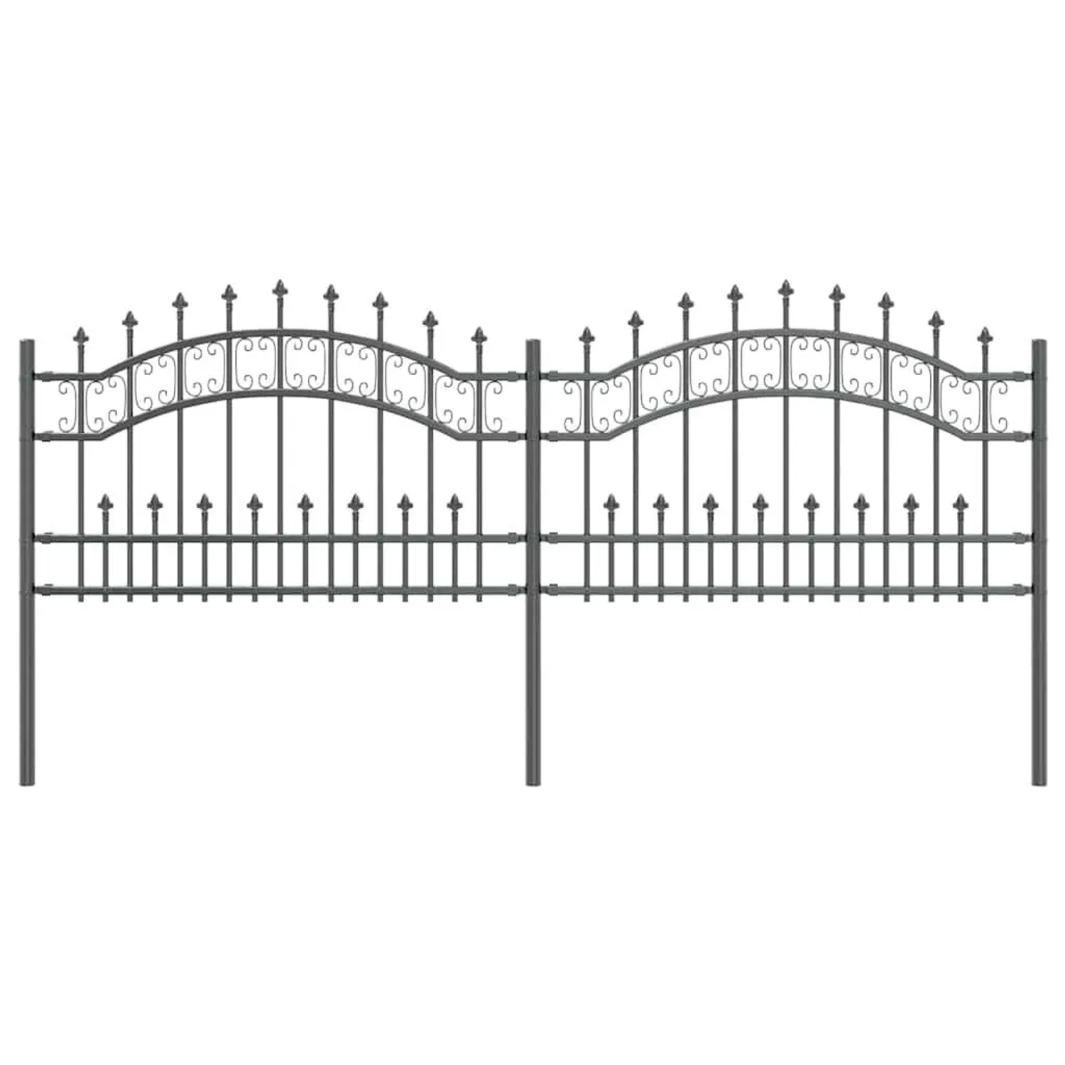 vidaXL Gartenzaun Grau 115 cm Pulverbeschichteter Stahl 42003963 günstig online kaufen