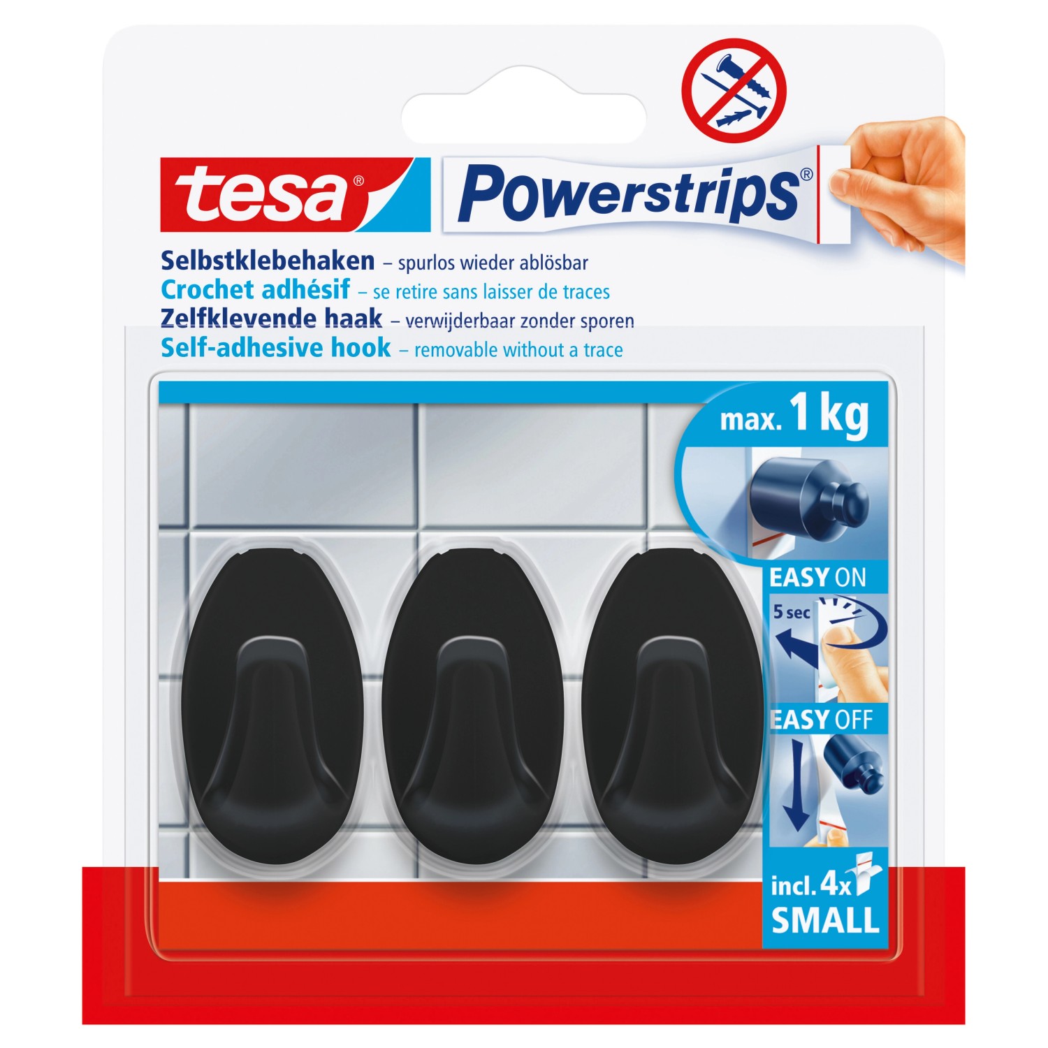 Tesa Powerstrips Selbstklebehaken S Oval Schwarz 3 Stück